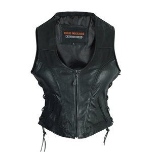 High Mileage Ladies Leather Vest with Side Lace